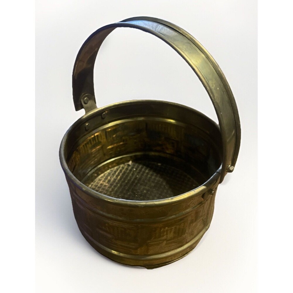 Vintage Brass Bucket Pail with Handle, Trinket Dish, Key Bowl, Potpourri